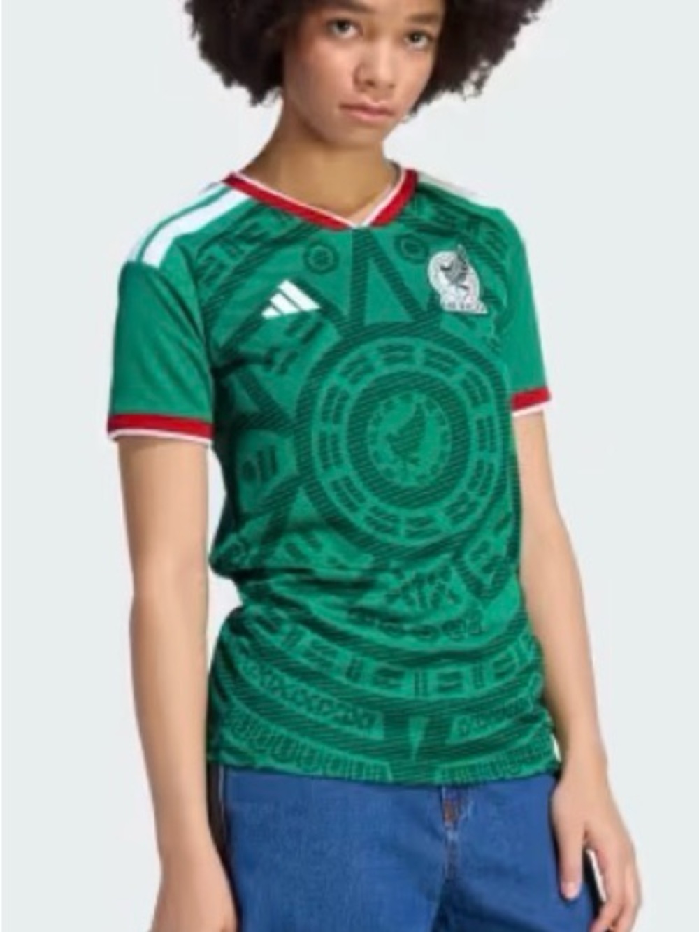 adidas Green Mexico-Inspired Soccer Jersey with Red Trim